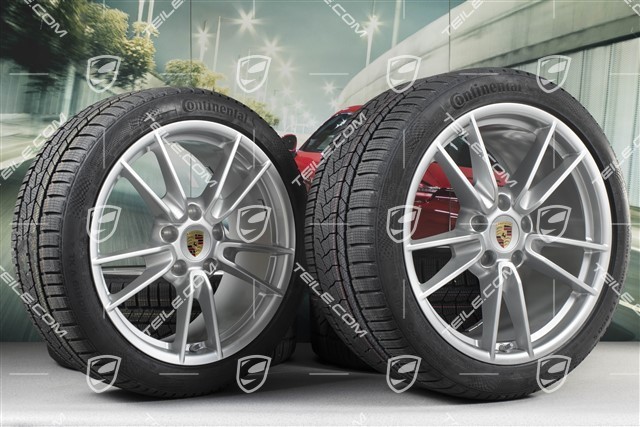 19-/20-inch Carrera winter wheel set, wheel rims 8,5J x 19 ET52 + 11J x 20 ET66 + Continental winter tyres 235/40 R19 + 295/35 R20, with TPMS, DOT/prod. year 2022