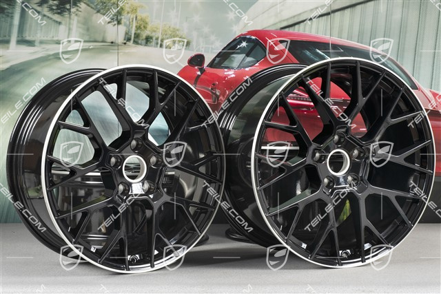 20+21" Komplet felg RS Spyder, felgi: przednie 8,5J x 20 ET53 + tylne 11,5J x 21 ET67, czarny wysoki połysk