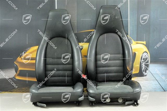 Seat, leatherette + fabric with Porsche logo, black, L+R