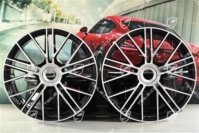 21" Panamera Turbo S wheel rim set, central lock, 9.5J x 21 ET71 + 10.5J x 21 ET71, black high gloss