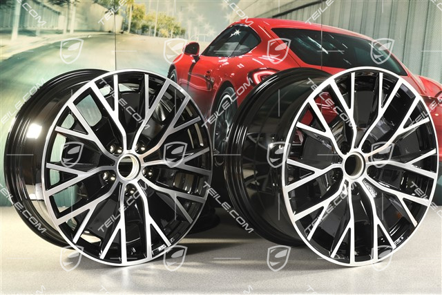 20-inch Turbo S Aero Design wheel rim set, 9J x 20 ET54 + 11J x 20 ET60, black high gloss + glossy Surface