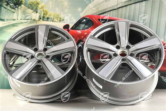 22-inch wheel rim set Cayenne Coupe Exclusive Design Sport, 10J x 22 ET48 +11,5J x 22 ET52, Platinum Silver