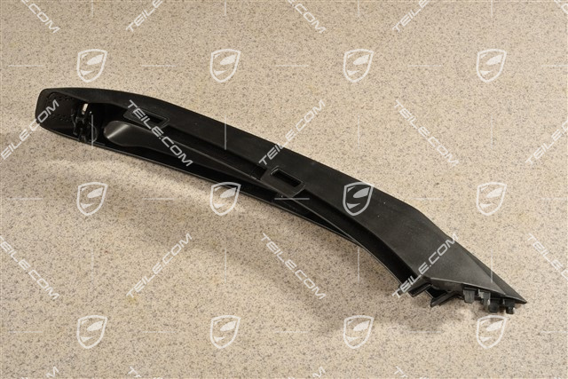 Disc / trim cover for front bumper retaining frame, Black matte, Carrera 4, PDC, R