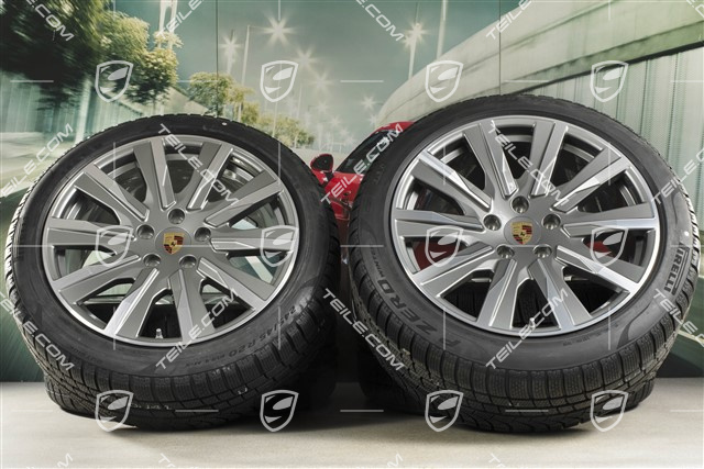 20" Taycan Tequipment Design Winterräder Satz, Felgen 9J x 20 ET54 + 11J x 20 ET60 + Pirelli Winterreifen 245/45 R20 + 285/40 R20