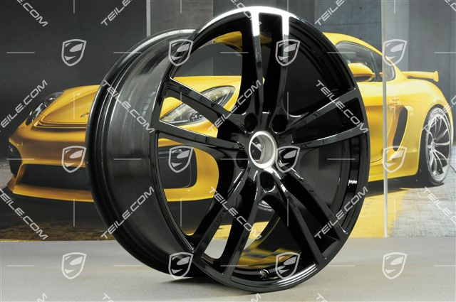 21" Komplet felg Cayenne Turbo, 11J x 21 ET58 + 9,5J x 21 ET46, czarny / wysoki połysk