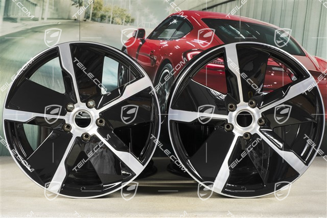 21" Wheel rim set Taycan Exclusive Design, 9,5J x 21 ET60 + 11,5J x 21 ET66, black high gloss