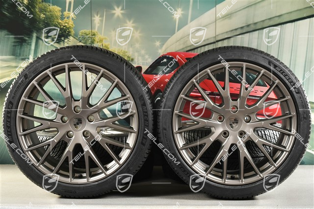 21" Panamera Exclusive Design Koła zimowe, komplet, felgi 9,5J x 21 ET71 + 10,5J x 21 ET71 + NOWE opony zimowe Michelin Pilot Alpin 5 275/35 R21 + 315/30 R21, Turbonit