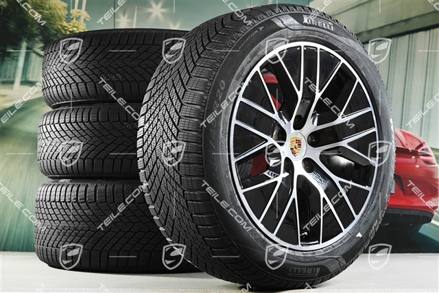 20-inch Macan S winter wheel set, rims 7,5J x 20 ET32 + 10J x 20 ET49 + Goodyear winter tyres 235/55 R20 + 285/45 R20, black high gloss