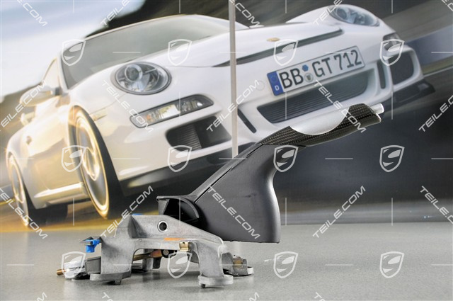 Handbremshebel Carbon Alu-Look, Leder Spacegrau