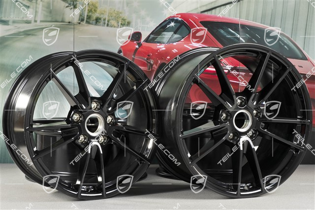 19+20" wheel rim set Carrera, rims: front 8,5J x 19 ET52 + rear 11J x 20 ET66, black high gloss
