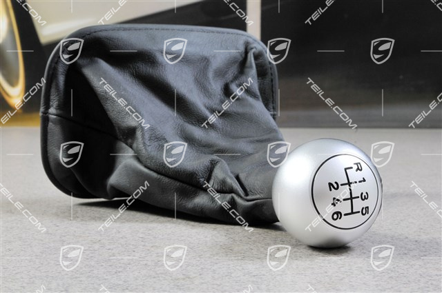 Shift-lever knob, aluminium-look / leather black, Carrera 4 / Carrera 4S / Turbo