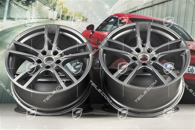21-inch wheel rim set Cayenne Turbo, 11J x 21 ET58 + 9,5J x 21 ET46, Platinum Satin Matt