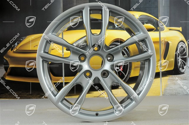 19" Boxster S III Felgensatz, 8J x 19 x ET 57 + 9,5J x 19 x ET 45, Felgenstern in Rhodiumsilbermetallic