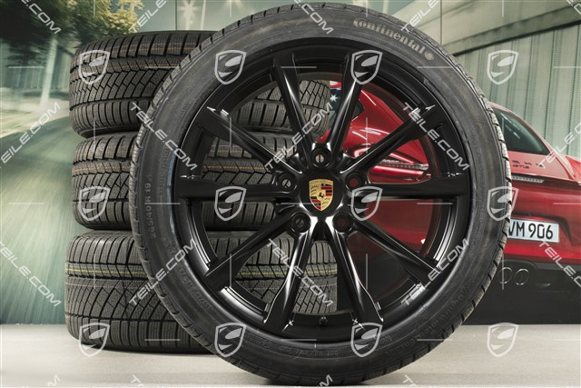19-inch Boxster S winter wheels set, rims 8J x 19 ET57 + 10J x 19 ET45 + NEW Continental WinterContact TS 830P winter tires 235/40 R19 +265/40 R19, black satin matt