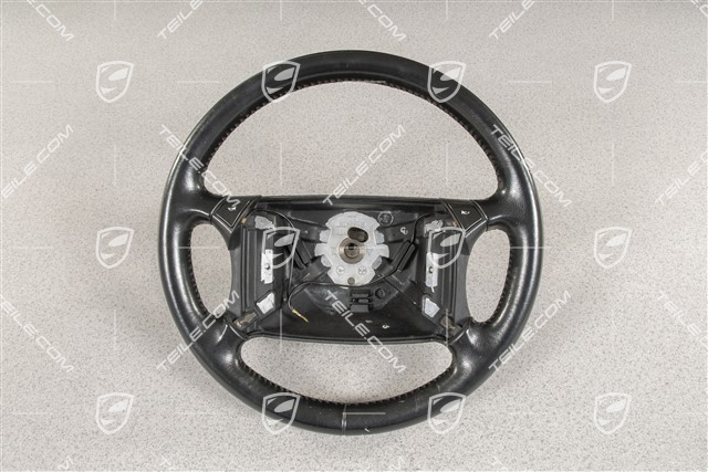 Steering wheel, 4-spoke, Leather, Black