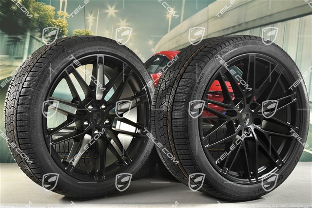 22-inch RS Spyder Design winter wheel set, rims 9J x 22 ET29 + 11J x 22 ET47 + NEW Continental winter tyres 255/40 R22 + 295/35 R22, black satin matt