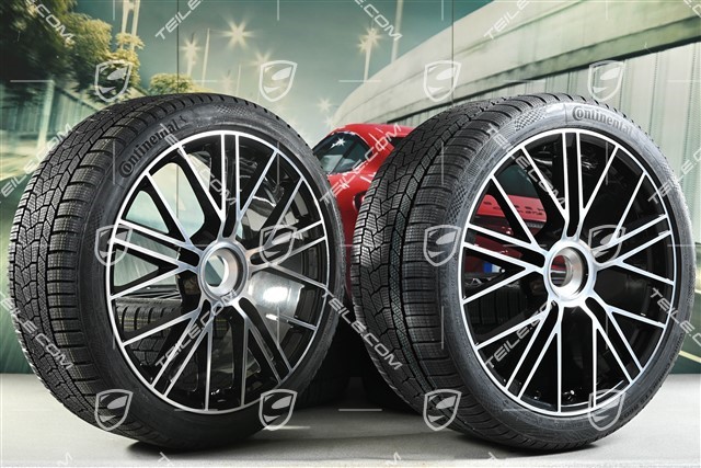 21-inch Panamera Turbo S Winter wheel set, central lock, wheel rims 9,5J x 21 ET71 + 10,5J x 21 ET71 + Continental Winter Contact TS860 S winter tyres 275/35 R21 + 315/30 R21, black high gloss