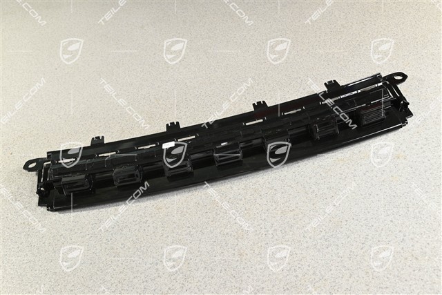 Trim, upper / rear, Porsche logo, black high gloss