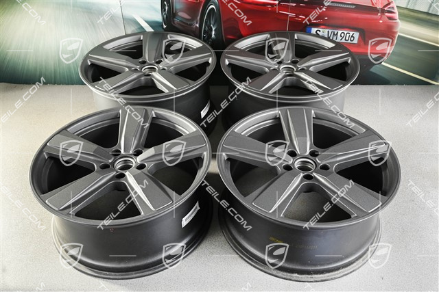 22-inch wheel rim set Cayenne Exclusive Design Sport, 10J x 22 ET48 +11,5J x 22 ET61, vesuvgrau