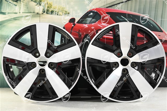20" komplet felg Cayenne Basis Aero COUPE, 10,5J x 20 ET55 + 9J x 20 ET50, czarny wysoki połysk