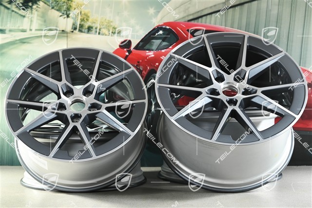 20+21-inch Carrera S wheel rim set, 8,5J x20 ET50 + 11,5J x 21 ET79, Wanadium Grey