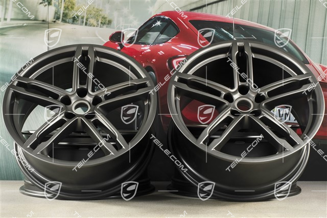 19"-inch alloy wheel set Macan Turbo, 8J x 19 ET21 + 9J x 19 ET21, Platinum satin-matt