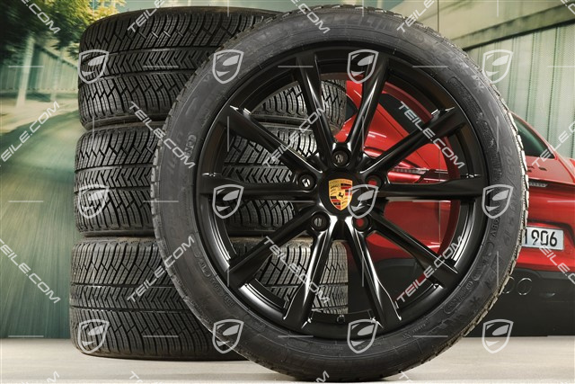 19-inch Boxster S winter wheels set, rims 8J x 19 ET57 + 10J x 19 ET45, Michelin Pilot Alpin 4 winter tires 235/40 R19 +265/40 R19, black satin matt