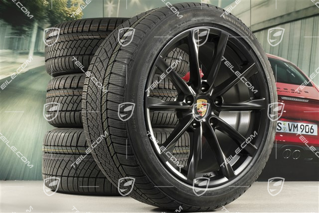19-inch Boxster S winter wheels set, rims 8J x 19 ET57 + 10J x 19 ET45 + NEW Continental WinterContact TS 830P winter tires 235/40 R19 +265/40 R19, black satin matt