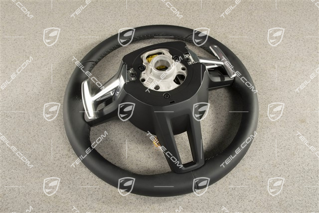 PDK, Multifunction steering wheel, 3-spoke, Leather, Black