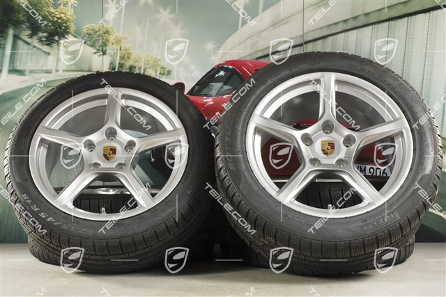 18" Boxster winter wheels set, rims 8J x 18 ET57 + 9,5J x 18 ET49, Pirelli Sottozero II winter tires, with TPMS