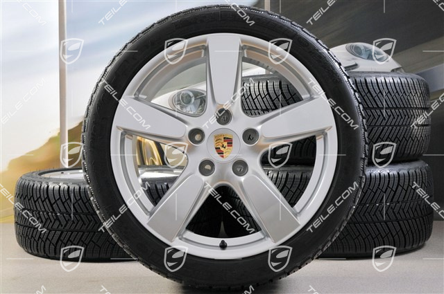 19" winter wheel set Cayman S, 8J x 19 ET57 + 9,5J x 19 ET45 + NEW Michelin Pilot Alpin 4 winter tyres 235/40 R19 + 265/40 R19, without TPMS.