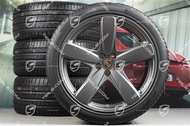 21-inch "Sport Classic" summer wheels set, rims 9J x 21 ET26 + 10J x 21 ET19 + NEW summer tyres 265/40 R 21 + 295/35 R 21, with TPMS, platinum satin matt