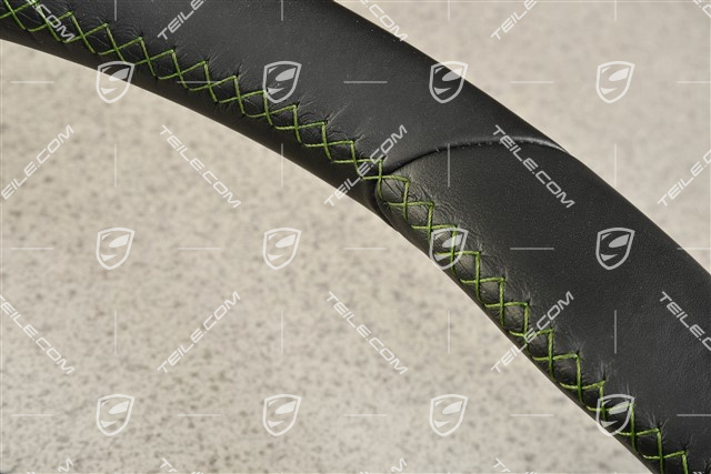 Sportlenkrad GT Leder Schwarz/Schwarz, Multifunktion, Heizung, grüner Faden