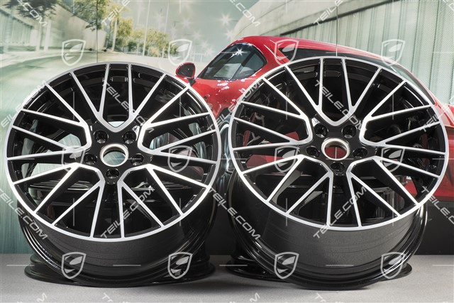 21-inch wheel rim set Cayenne RS Spyder, 11J x 21 ET58 + 9,5J x 21 ET46, black high gloss