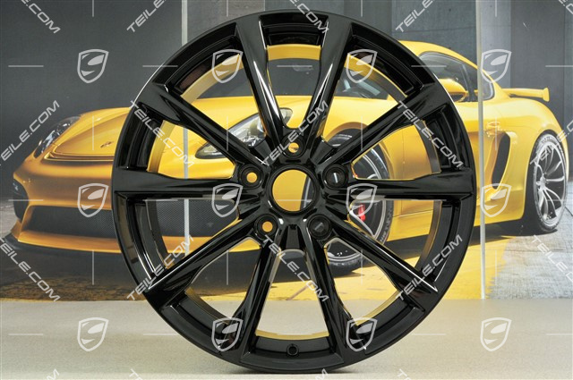 19" komplet felg Boxster S, 8J x 19 ET57 + 10J x 19 ET45, czarny wysoki połysk