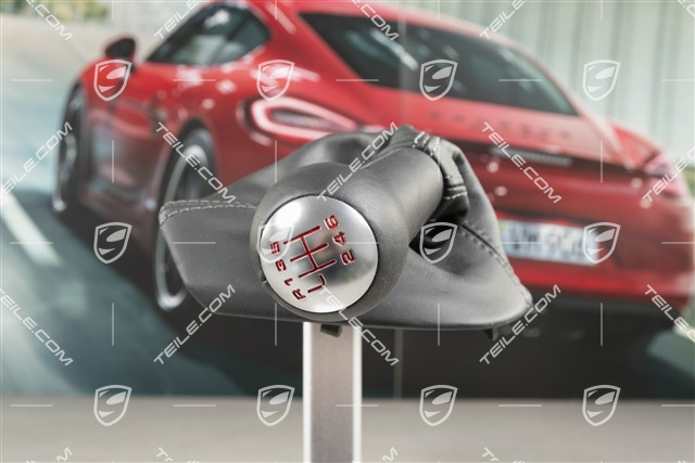 Shift lever / gearshift knob, Black, Leather, Cayman R