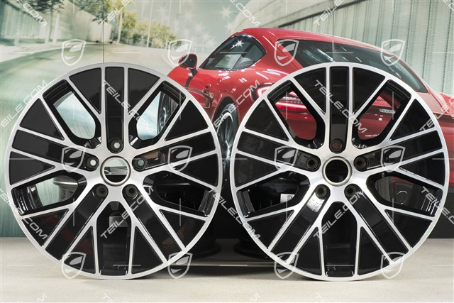 20-inch Turbo Aero wheel rim set, 9J x 20 ET54 + 11J x 20 ET60, black high gloss + glossy Surface