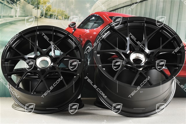 20"+21" GT3RS wheel rim set, alloy rims 10J x 20 ET45 + 13J x 21 ET31, black satin matt
