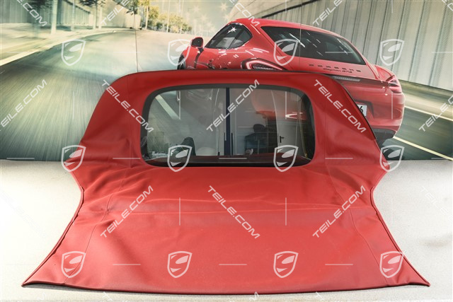 Verdeckbezug, komplett, mit Glasfenster, leichter Abrieb (sehe Bilder), rot