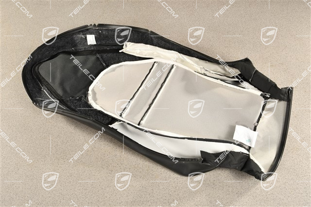 Front seat, Backrest cover, Leather Black with Chalk stitching, R