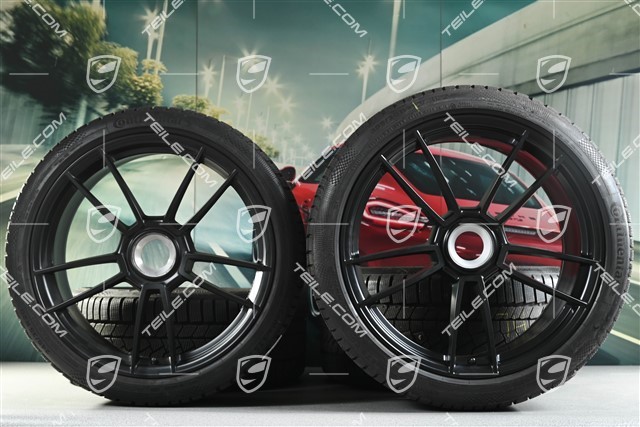 20+21-inch GTS "Turbo S" winter wheel set, central lock rims 8,5J x 20 ET50 + 11J x 21 ET66 + Continental winter tyres 245/35 R20 + 295/30 R21, black satin matt
