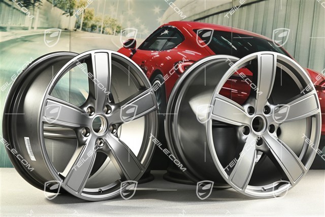 20-inch wheel rim set Carrera Sport, 8,5J x 20 ET57 + 10,5J x 20 ET51, platinum satin matt