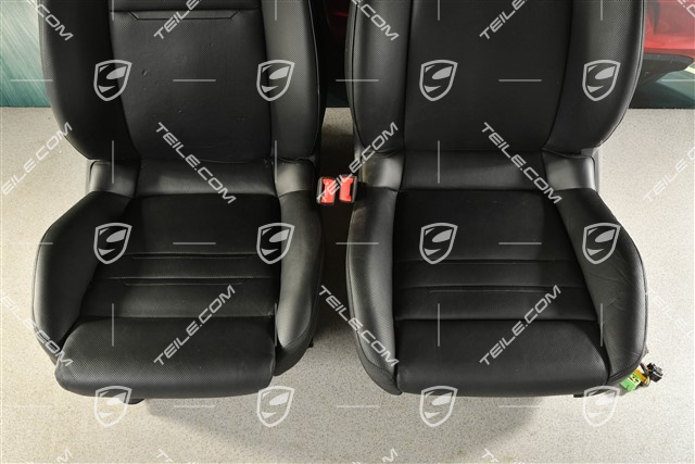 Sitze, el. einstellbar, Porsche Wappen, Leder, schwarz, Satz (L+R)