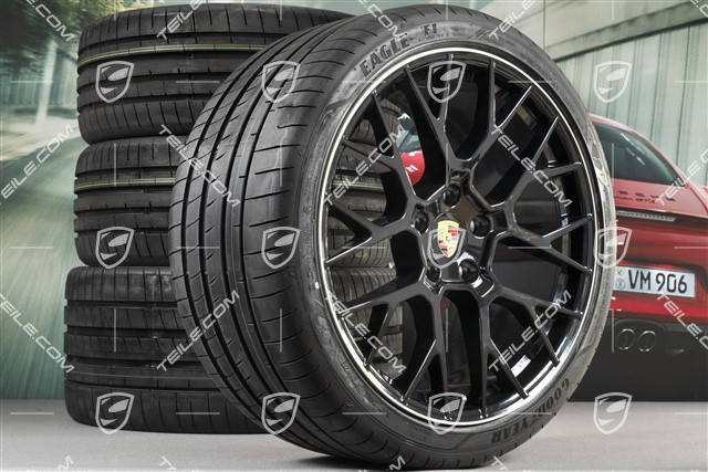 20+21-inch summer wheel set RS Spyder Design, rims 8,5J x 20 ET53 + 11,5J x 21 ET67 + summer tyres 245/35 R20 + 305/30 R21, with TPM, black high gloss