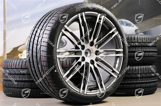 20" Turbo III Sommerräder Satz, Felgen 8,5J x 20 ET51 + 11J x 20 ET70 + NEUE Pirelli Sommerreifen 245/35 ZR20 + 295/30 ZR20, mit RDK-Sensoren
