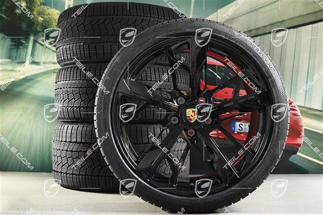 21" Cross Turismo Design winter wheel set, rims 9,5J x 21 ET60 + 11,5J x 21 ET66 + NEW Continental winter  tyres 265/35 R21 + 305/30 R21, black high gloss