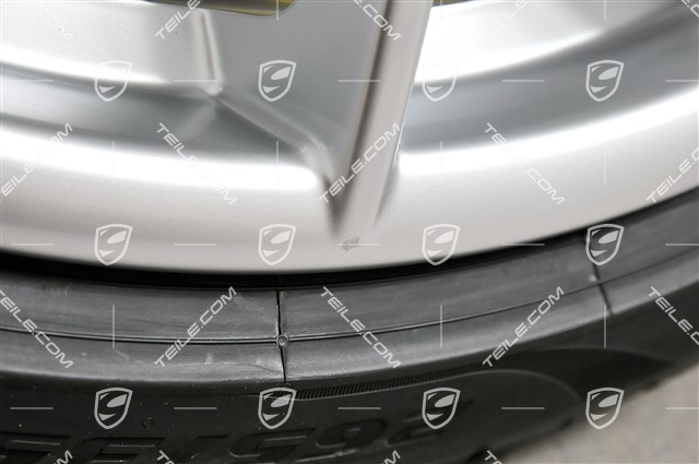 20" Carrera S summer wheel set, rims 8J x 20 ET57 + 10J x 20 ET45 + NEW Pirelli summer tires 235/35 ZR20 + 265/35 ZR20, silver, with TPMS