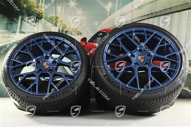 20"+21" RS Spyder Design winter wheel set, wheel rims 8,5J x 20 ET50 + 11J x 21 ET82 + Michelin winter tyres 245/35 R20 + 305/30 R21, with TPMS, Indigo Blue