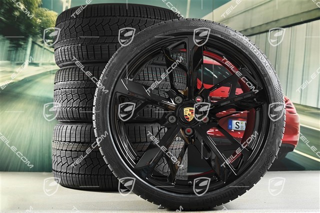 21" Cross Turismo Design winter wheel set, rims 9,5J x 21 ET60 + 11,5J x 21 ET66 + Continental winter  tyres 265/35 R21 + 305/30 R21, black high gloss