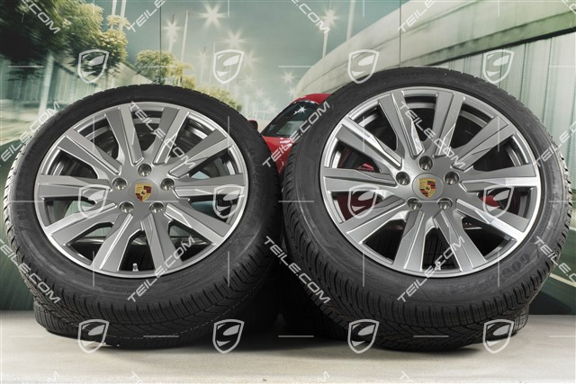 20" Taycan Tequipment Design Winterräder Satz, Felgen 9J x 20 ET54 + 11J x 20 ET60 + NEUE Goodyear Winterreifen 245/45 R20 + 285/40 R20